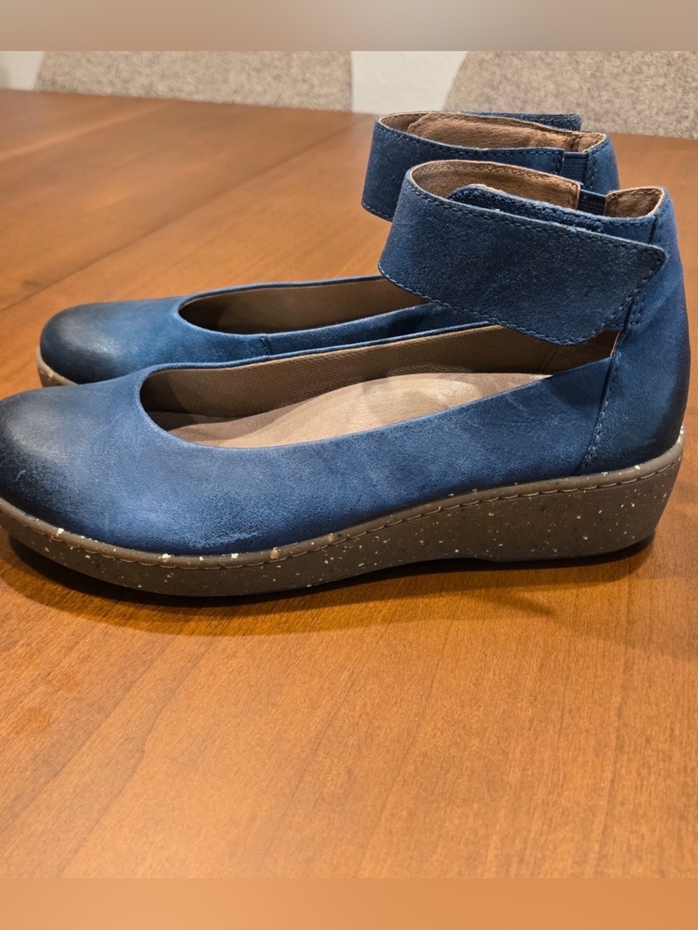 Dansko Blue Leather Ankle Strap Comfort Shoes EU 37 US 6.5-7 Balletcore Boho